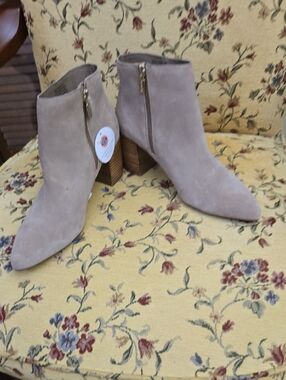 Blondo Waterproof  Suede Ankle Booties in Light Taupe
